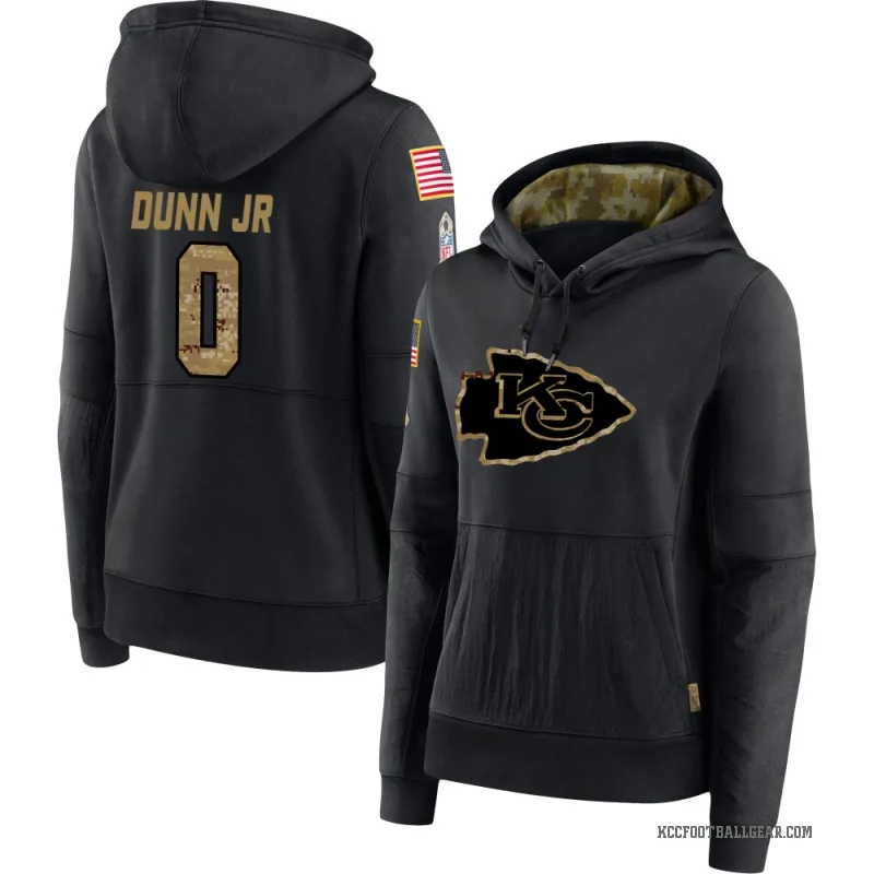 Anthony Dunn Jr. Women's Black Kansas City Chiefs 2020 Salute to Service Sideline Performance Pullover Hoodie