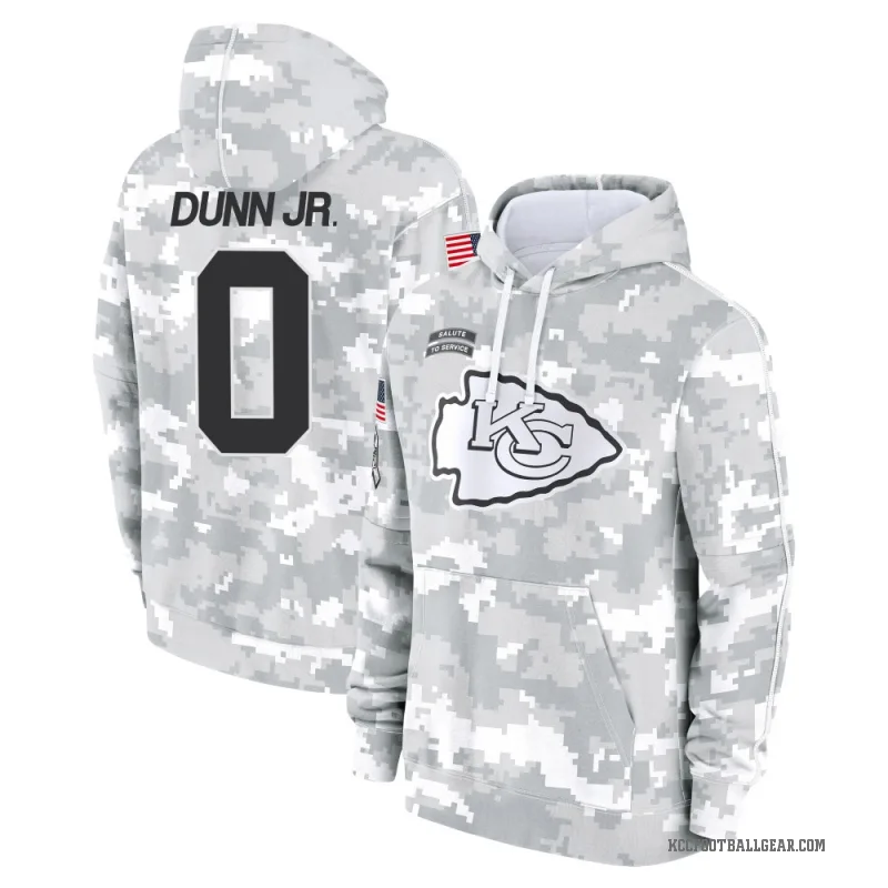 Anthony Dunn Jr. Youth Camo Kansas City Chiefs Arctic 2024 Salute to Service Club Fleece Pullover Hoodie