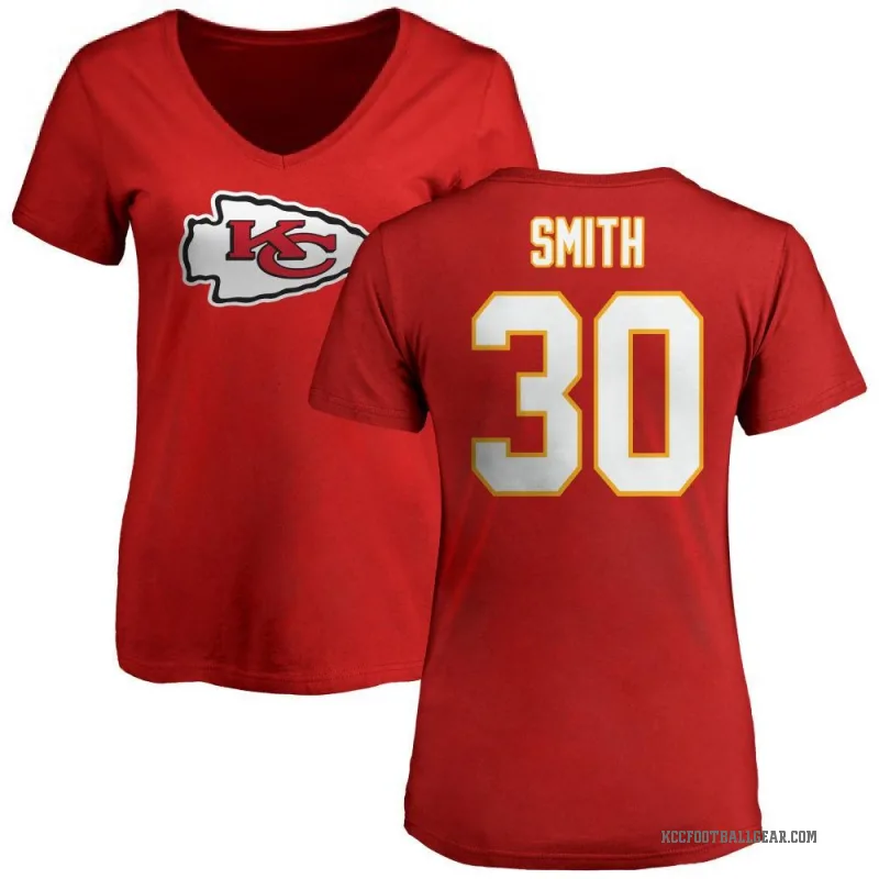 Brashard Smith Women's Red Kansas City Chiefs Logo Slim Fit T-Shirt -