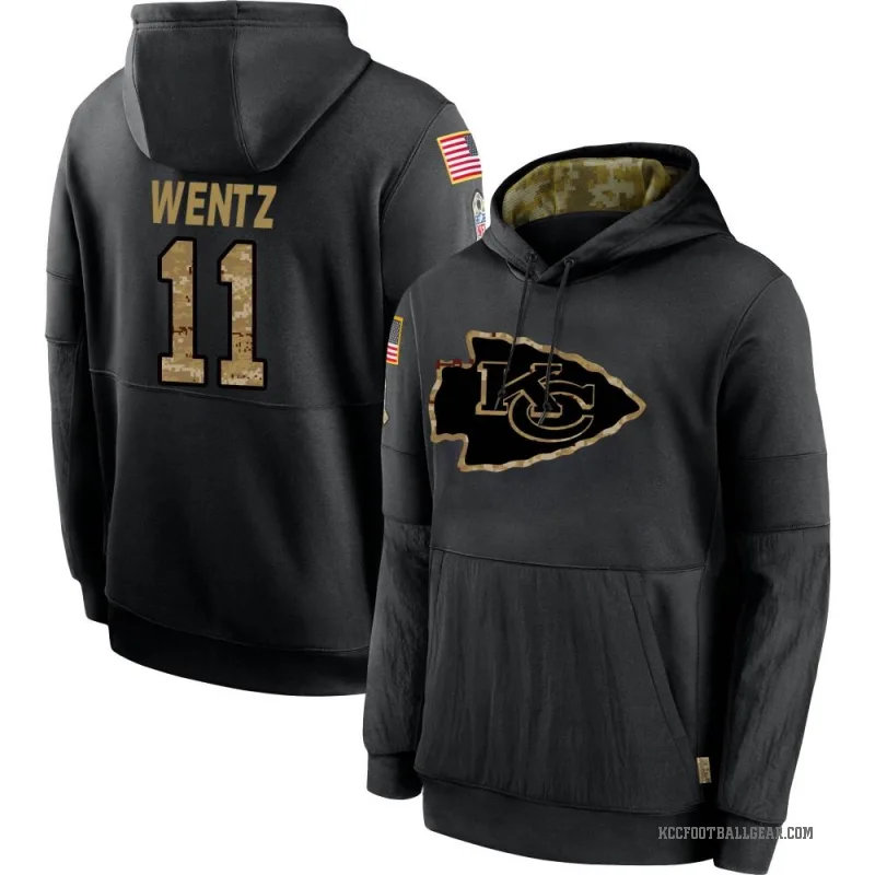 Carson Wentz Men's Black Kansas City Chiefs 2020 Salute to Service Sideline Performance Pullover Hoodie