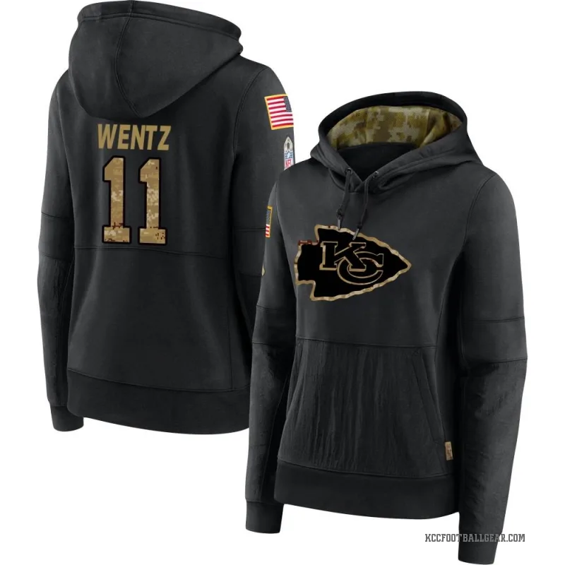 Carson Wentz Women's Black Kansas City Chiefs 2020 Salute to Service Sideline Performance Pullover Hoodie