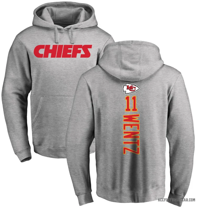 Carson Wentz Youth Kansas City Chiefs Pro Line Ash Backer Pullover Hoodie
