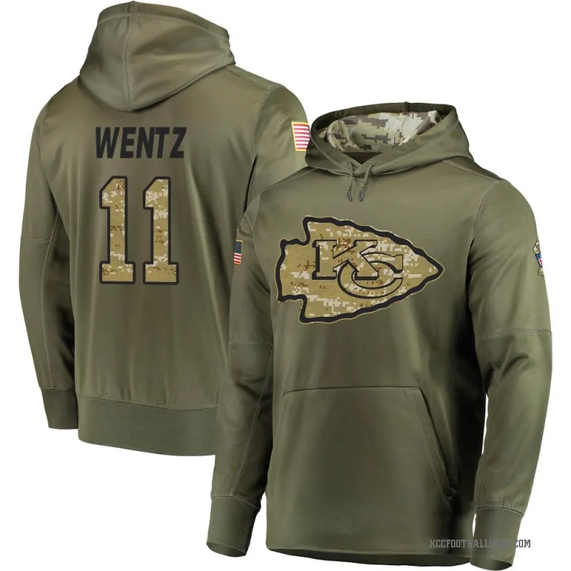 Carson Wentz Youth Olive Kansas City Chiefs Salute to Service Pullover Hoodie