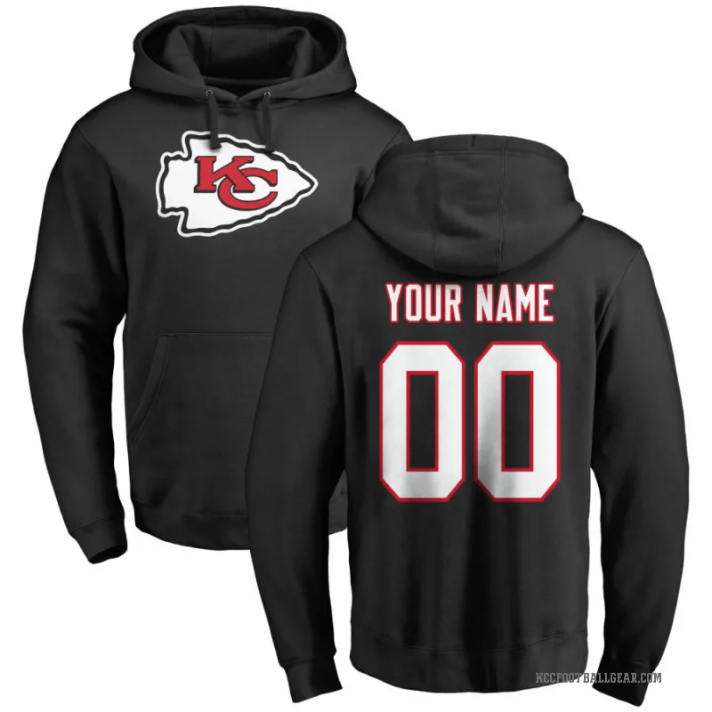 Custom Men's Black Kansas City Chiefs Pro Line Logo Pullover Hoodie