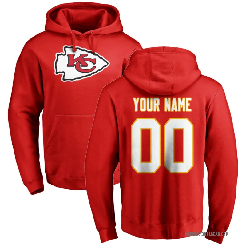 Custom Men's Red Kansas City Chiefs Pro Line Logo Pullover Hoodie
