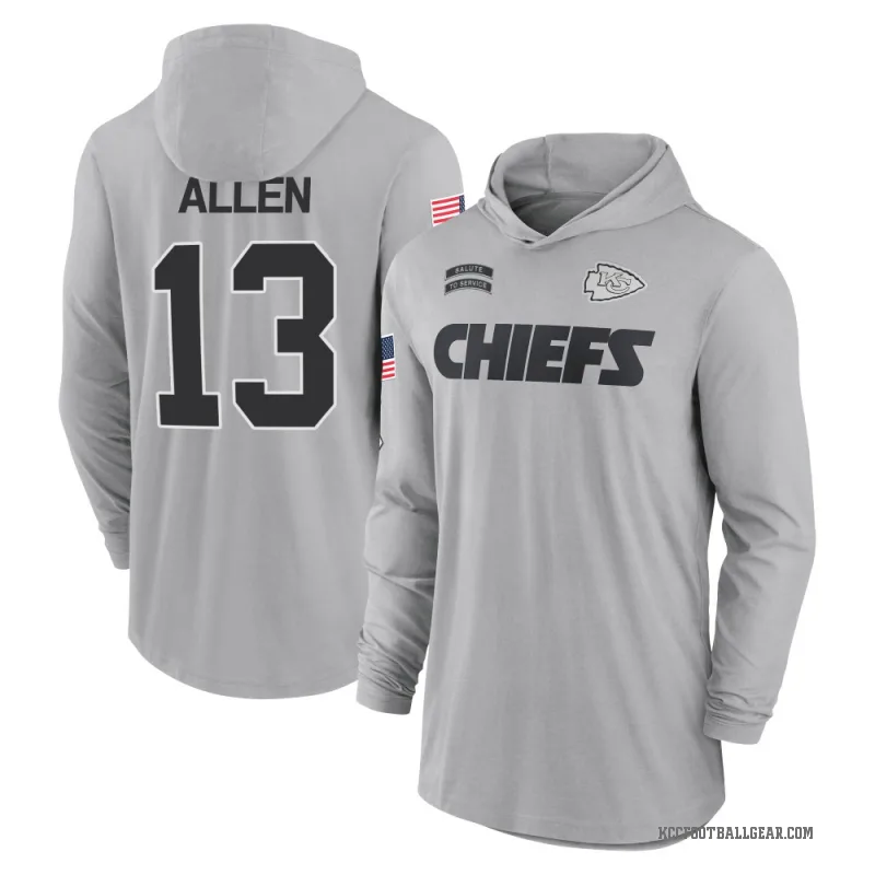 Cyrus Allen Youth Gray Kansas City Chiefs 2024 Salute to Service Lightweight Performance Long Sleeve Hooded T-Shirt