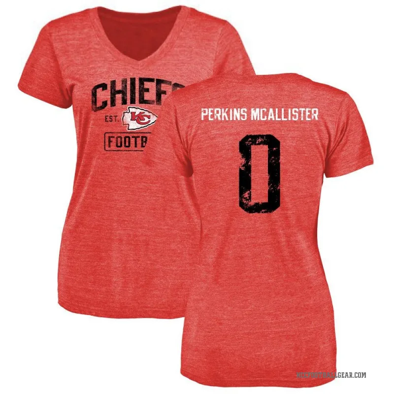 D'Arco Perkins-McAllister Women's Red Kansas City Chiefs Distressed V-Neck T-Shirt