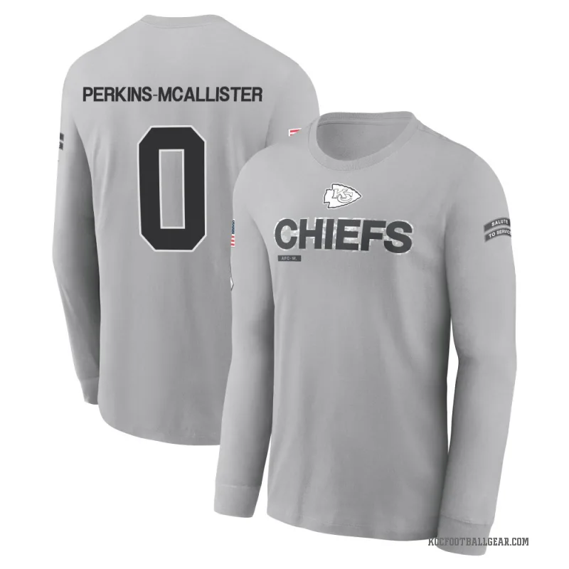 D'Arco Perkins-McAllister Youth Gray Kansas City Chiefs 2024 Salute to Service Long Sleeve T-Shirt