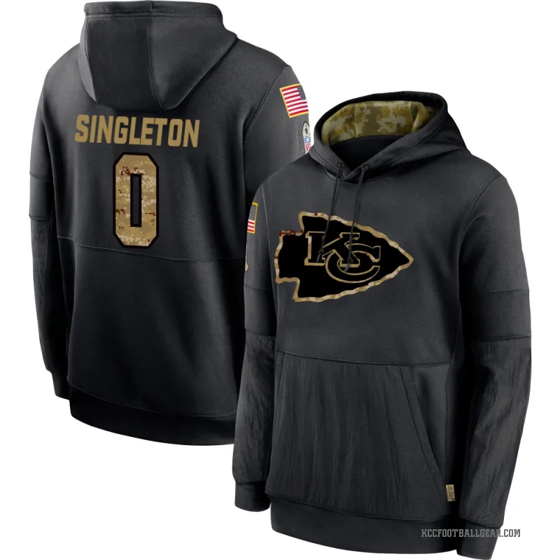 DeShon Singleton Men's Black Kansas City Chiefs 2020 Salute to Service Sideline Performance Pullover Hoodie