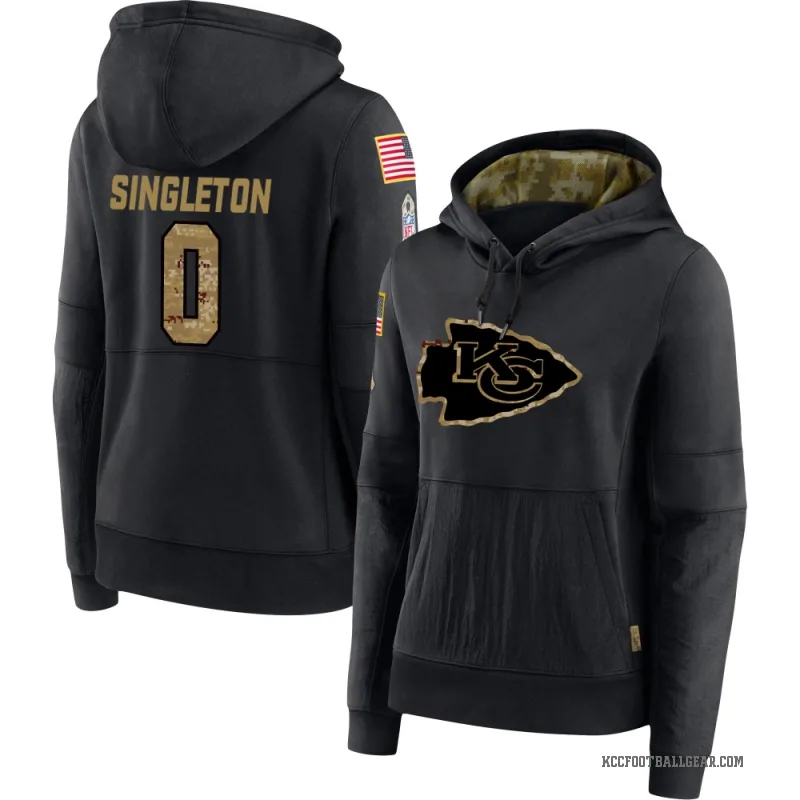 DeShon Singleton Women's Black Kansas City Chiefs 2020 Salute to Service Sideline Performance Pullover Hoodie
