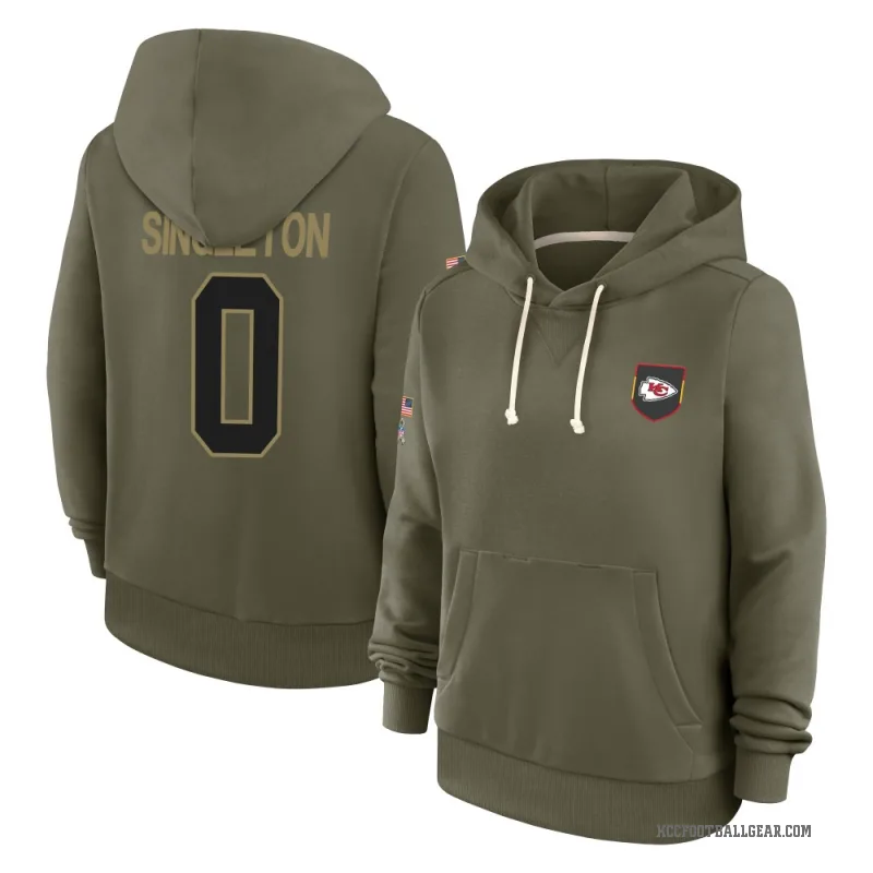 DeShon Singleton Women's Olive Kansas City Chiefs 2025 Salute to Service Hoodie