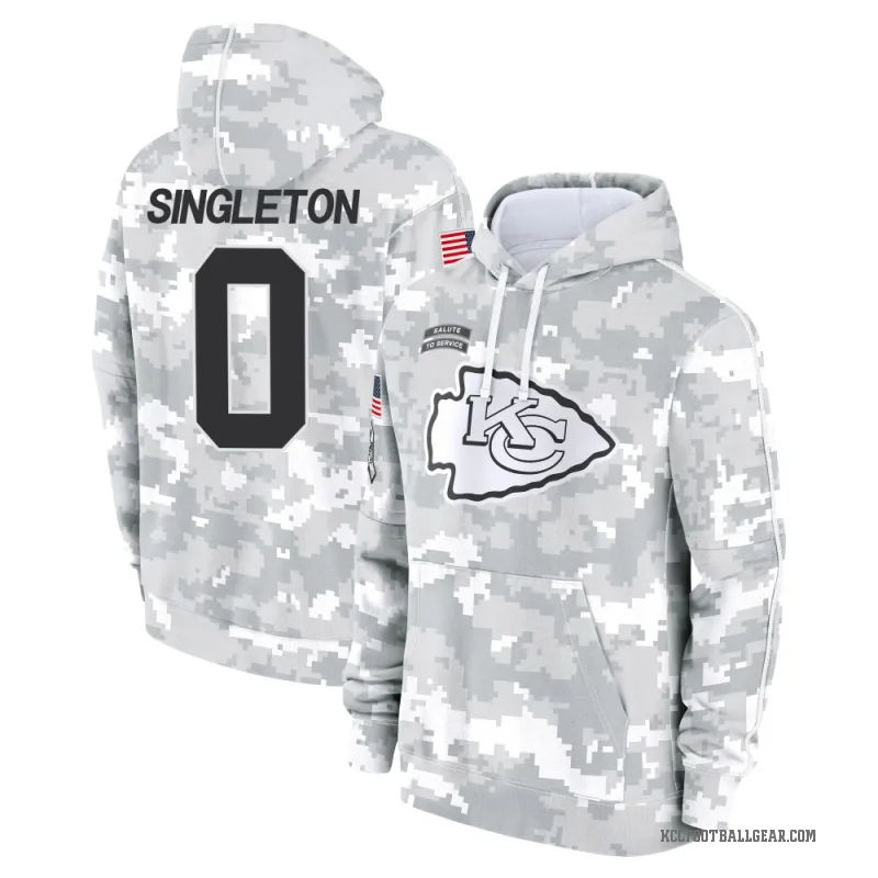 DeShon Singleton Youth Camo Kansas City Chiefs Arctic 2024 Salute to Service Club Fleece Pullover Hoodie