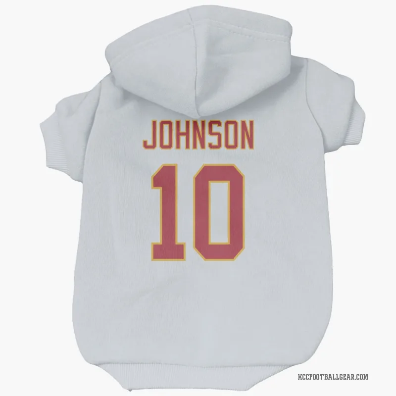 Emmett Johnson  White Kansas City Chiefs  Cat & Dog Pet Hoodie