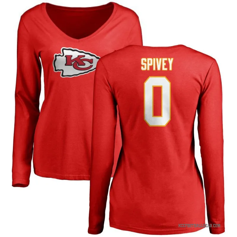 Geor'Quarius Spivey Women's Red Kansas City Chiefs Logo Slim Fit Long Sleeve T-Shirt -