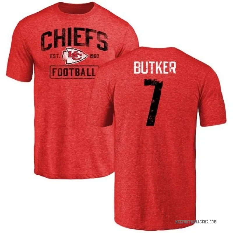 Harrison Butker Men's Red Kansas City Chiefs Distressed T-Shirt