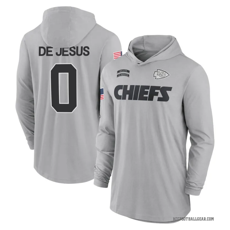 Jacob De Jesus Men's Gray Kansas City Chiefs 2024 Salute to Service Lightweight Performance Long Sleeve Hooded T-Shirt