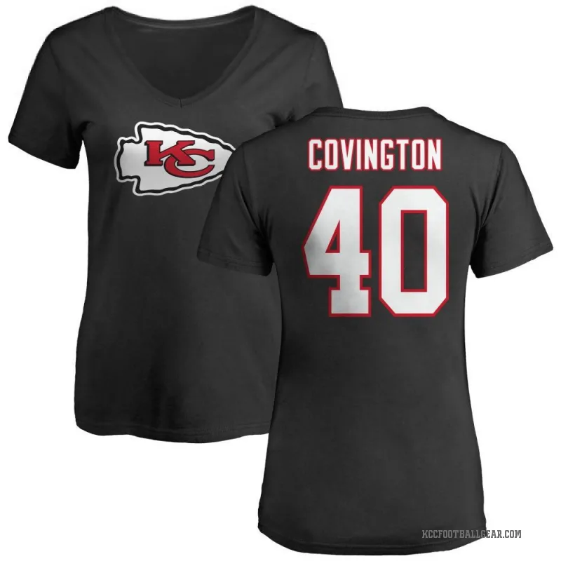 Jacobe Covington Women's Black Kansas City Chiefs Logo Slim Fit T-Shirt -