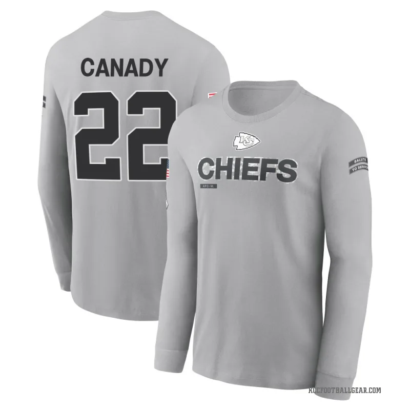 Jadon Canady Men's Gray Kansas City Chiefs 2024 Salute to Service Long Sleeve T-Shirt