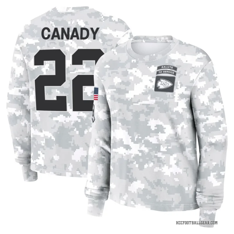 Jadon Canady Women's Camo Kansas City Chiefs Arctic 2024 Salute to Service Long Sleeve T-Shirt