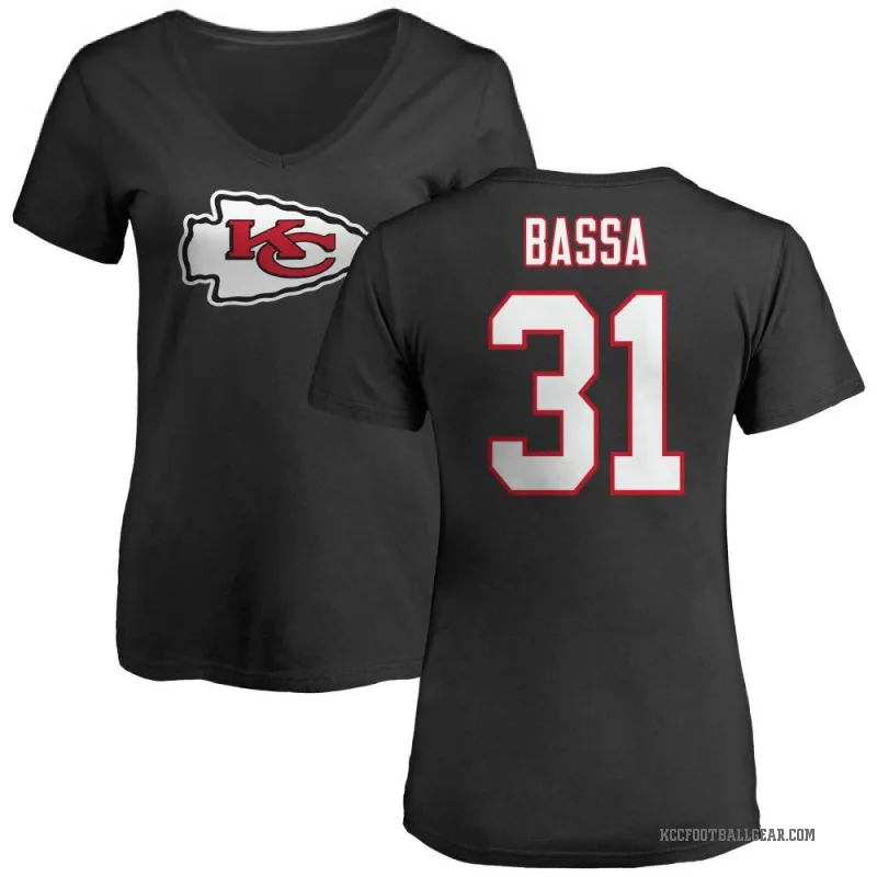 Jeffrey Bassa Women's Black Kansas City Chiefs Logo Slim Fit T-Shirt -