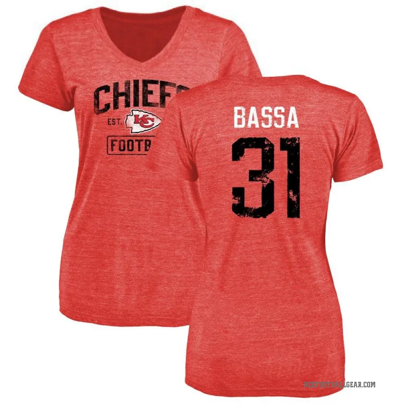 Jeffrey Bassa Women's Red Kansas City Chiefs Distressed V-Neck T-Shirt