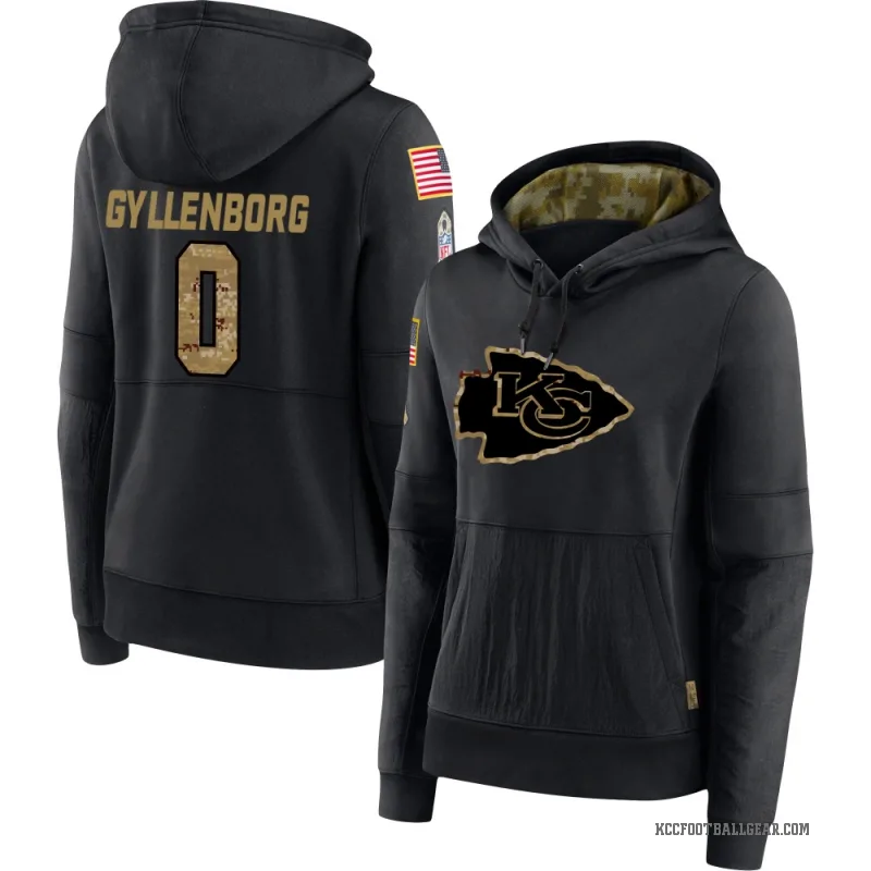 John Michael Gyllenborg Women's Black Kansas City Chiefs 2020 Salute to Service Sideline Performance Pullover Hoodie