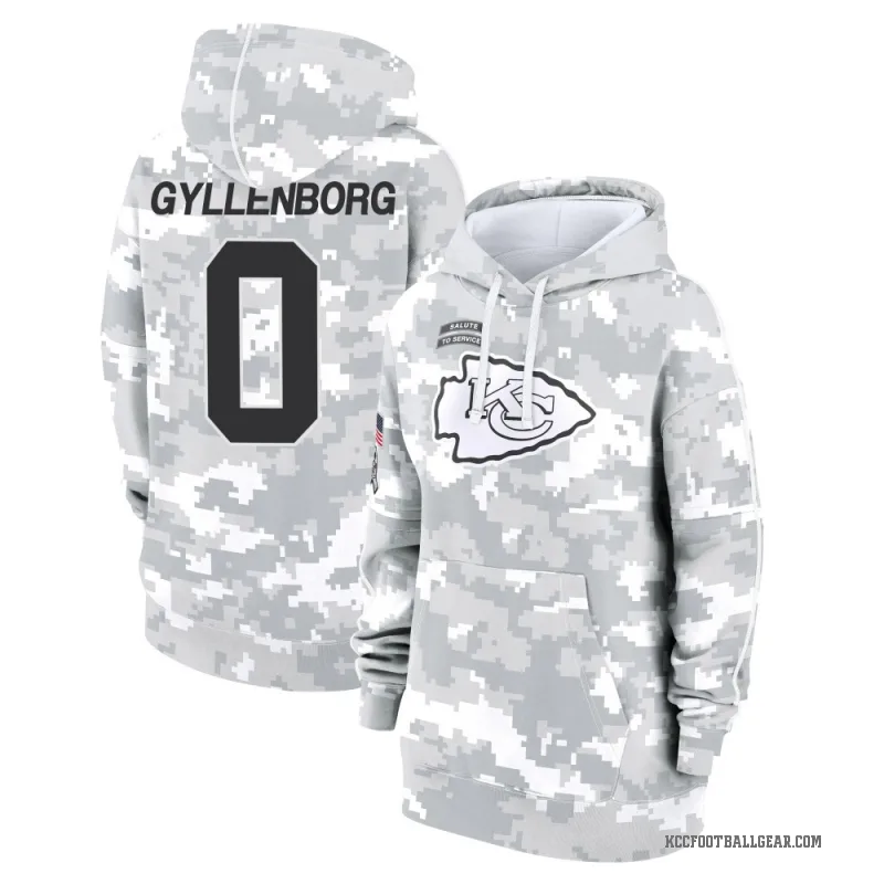 John Michael Gyllenborg Women's Camo Kansas City Chiefs Arctic 2024 Salute to Service Club Fleece Pullover Hoodie