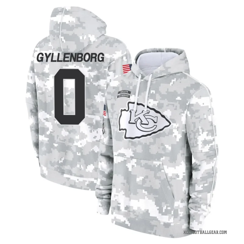 John Michael Gyllenborg Youth Camo Kansas City Chiefs Arctic 2024 Salute to Service Club Fleece Pullover Hoodie