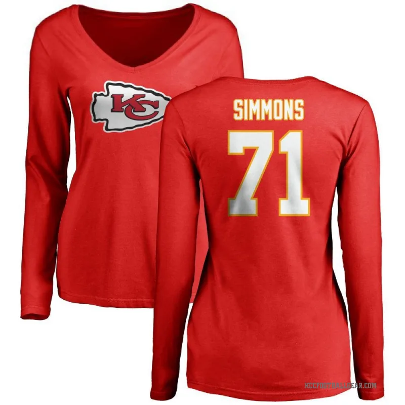 Josh Simmons Women's Red Kansas City Chiefs Logo Slim Fit Long Sleeve T-Shirt -