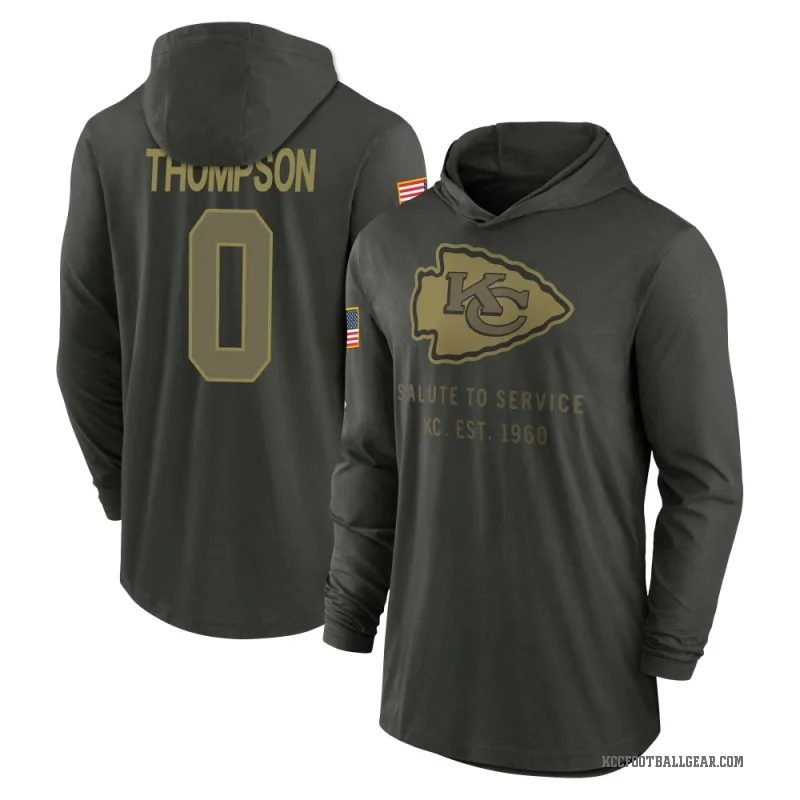 Josh Thompson Men's Green Kansas City Chiefs Forest/ 2025 Salute to Service Sideline Lightweight Hooded Pullover Long Sleeve T-S