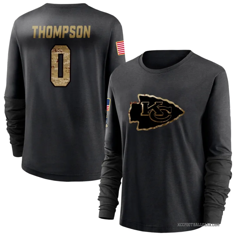 Josh Thompson Women's Black Kansas City Chiefs 2020 Salute To Service Sideline Performance Long Sleeve T-Shirt