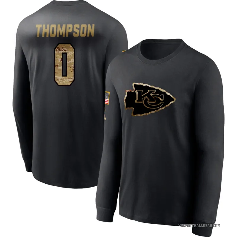 Josh Thompson Youth Black Kansas City Chiefs 2020 Salute To Service Sideline Performance Long Sleeve T-Shirt