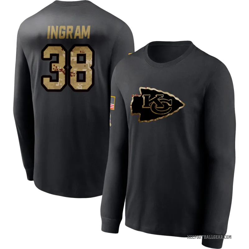 Keaontay Ingram Men's Black Kansas City Chiefs 2020 Salute To Service Sideline Performance Long Sleeve T-Shirt