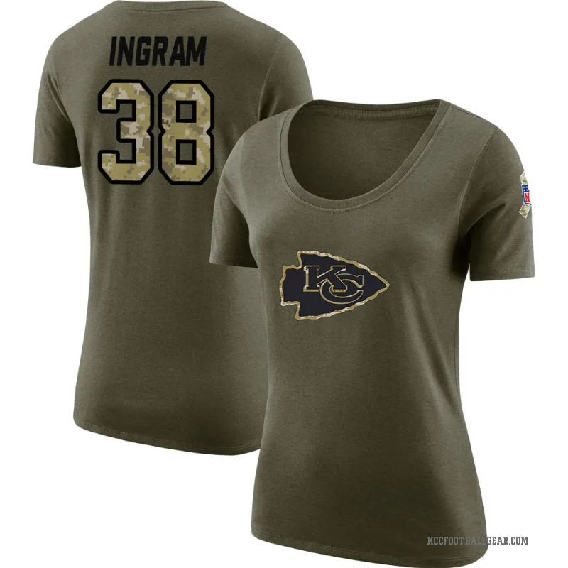 Keaontay Ingram Women's Olive Kansas City Chiefs Salute to Service Scoop Neck T-Shirt
