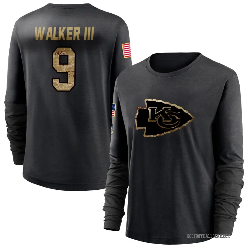 Kenneth Walker III Women's Black Kansas City Chiefs 2020 Salute To Service Sideline Performance Long Sleeve T-Shirt