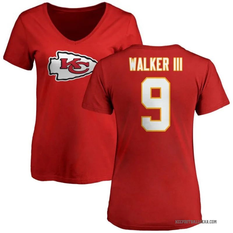 Kenneth Walker III Women's Red Kansas City Chiefs Logo Slim Fit T-Shirt -