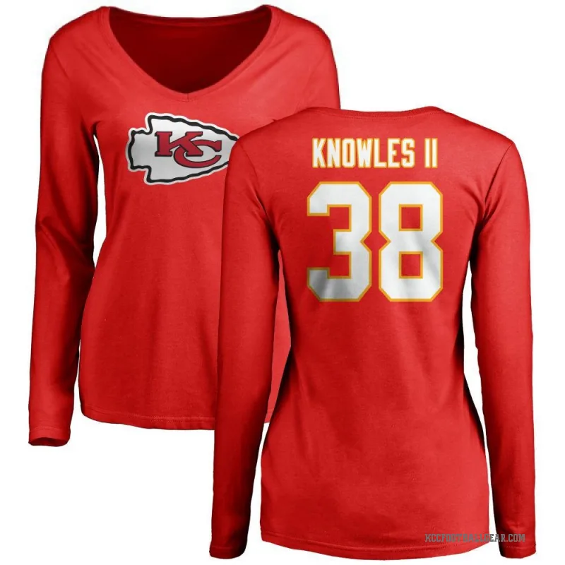 Kevin Knowles II Women's Red Kansas City Chiefs Logo Slim Fit Long Sleeve T-Shirt -