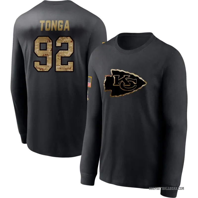 Khyiris Tonga Men's Black Kansas City Chiefs 2020 Salute To Service Sideline Performance Long Sleeve T-Shirt