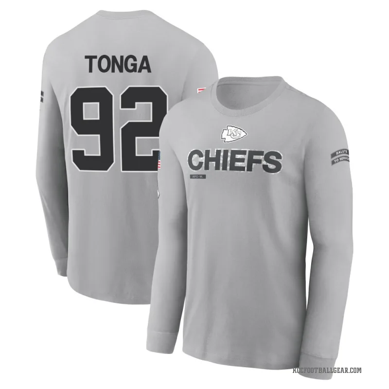 Khyiris Tonga Men's Gray Kansas City Chiefs 2024 Salute to Service Long Sleeve T-Shirt