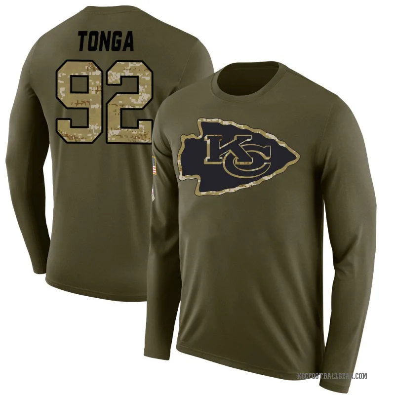 Khyiris Tonga Men's Olive Kansas City Chiefs Salute to Service Sideline Long Sleeve T-Shirt