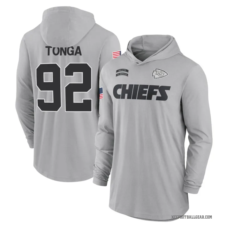Khyiris Tonga Youth Gray Kansas City Chiefs 2024 Salute to Service Lightweight Performance Long Sleeve Hooded T-Shirt