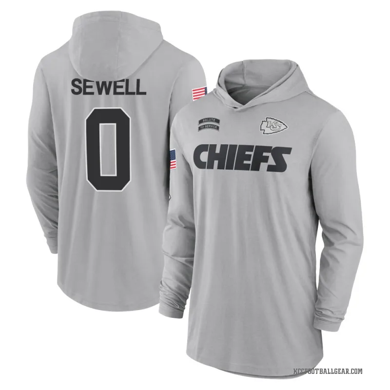 Marlen Sewell Youth Gray Kansas City Chiefs 2024 Salute to Service Lightweight Performance Long Sleeve Hooded T-Shirt