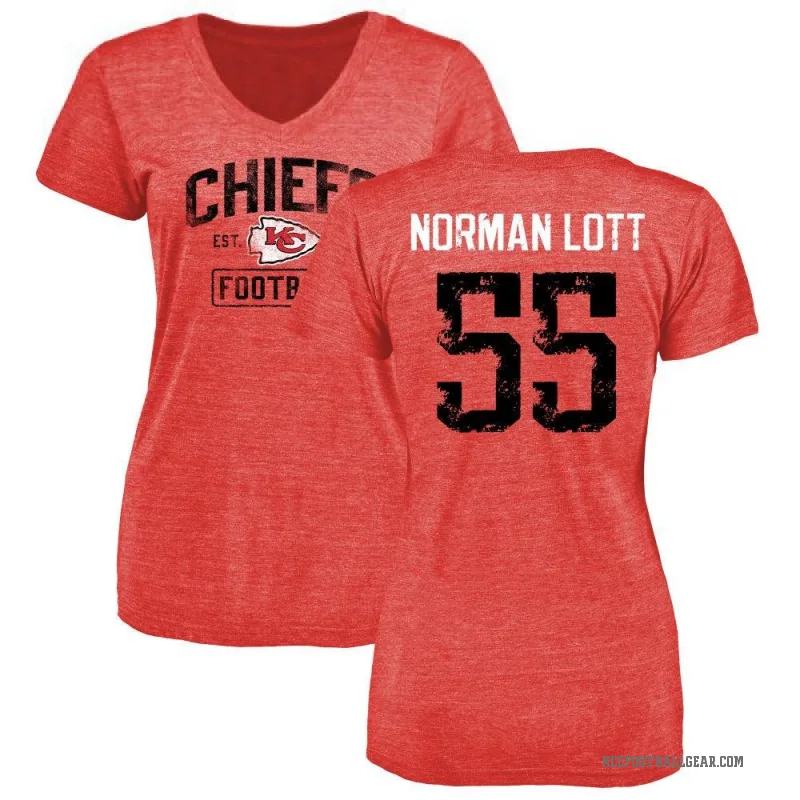 Omarr Norman-Lott Women's Red Kansas City Chiefs Distressed V-Neck T-Shirt