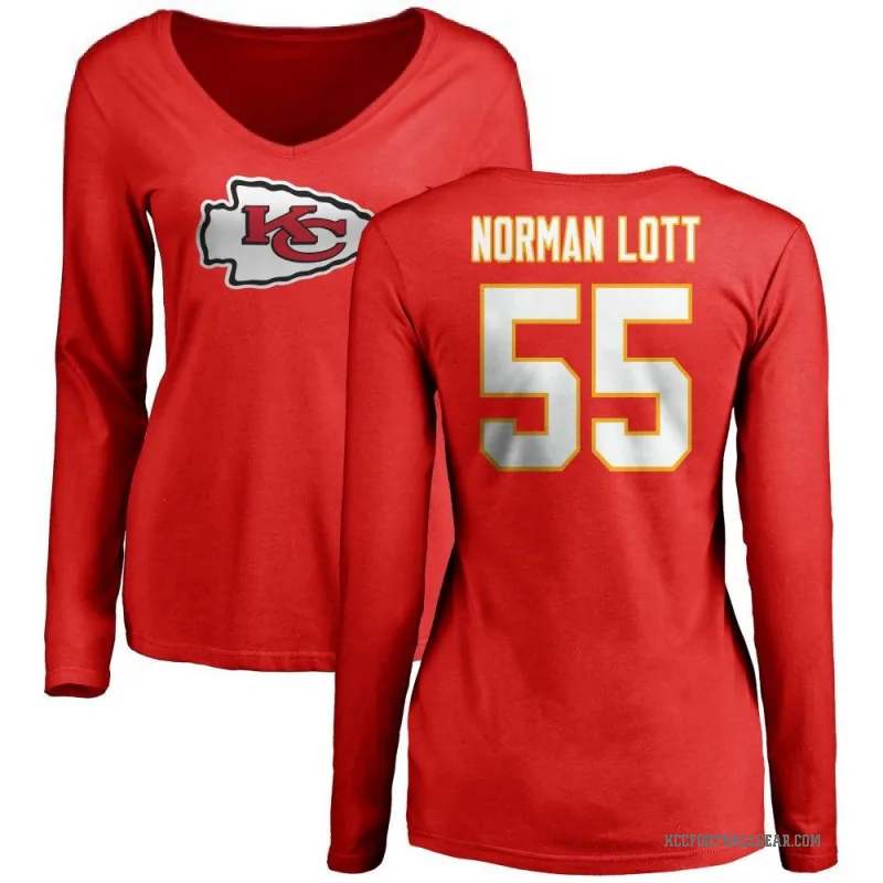 Omarr Norman-Lott Women's Red Kansas City Chiefs Logo Slim Fit Long Sleeve T-Shirt -