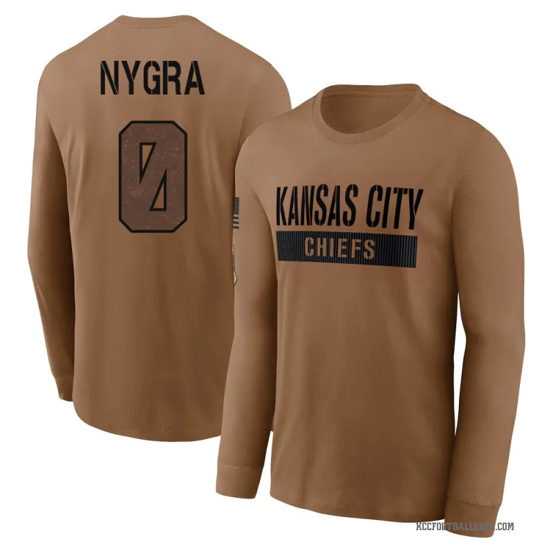 Pete Nygra Men's Brown Kansas City Chiefs 2023 Salute To Service Long Sleeve T-Shirt