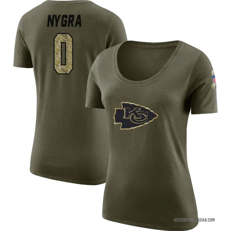 Pete Nygra Women's Olive Kansas City Chiefs Salute to Service Scoop Neck T-Shirt