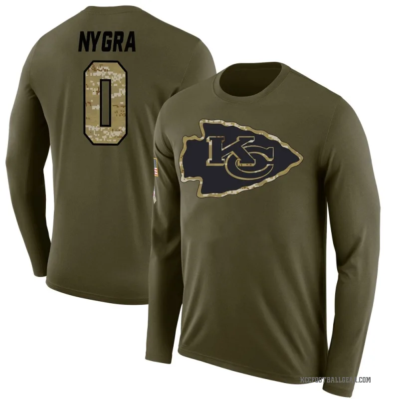 Pete Nygra Youth Olive Kansas City Chiefs Salute to Service Sideline Long Sleeve T-Shirt