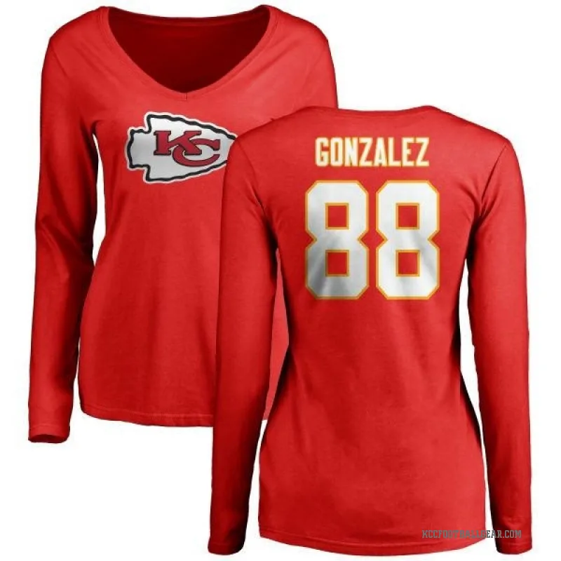 Tony Gonzalez Women's Red Kansas City Chiefs Logo Slim Fit Long Sleeve T-Shirt -