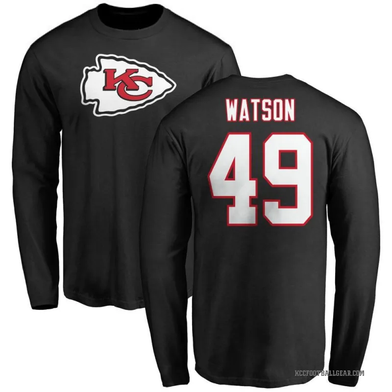 Tre Watson Men's Black Kansas City Chiefs Logo Long Sleeve T-Shirt -