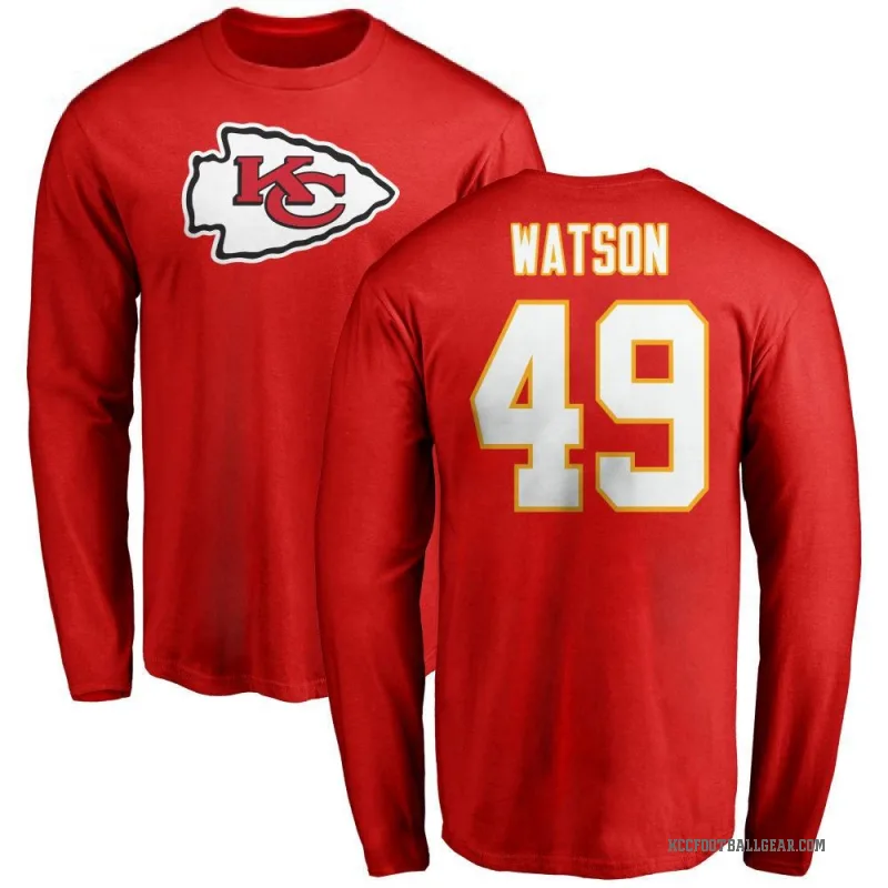 Tre Watson Men's Red Kansas City Chiefs Logo Long Sleeve T-Shirt -